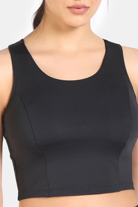 Zelocity Medium Impact Longline Padded Sports Bra - Jet Black — image 5